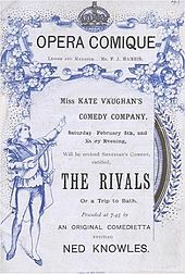 Playbill for The Rivals by Sheridan 1887